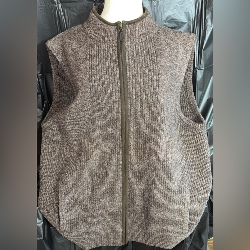LL Bean Vest Mens XL Waterfowl Sweater  Full Zip Merino Lambswool Hunting